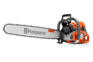 Side view of a Husqvarna chainsaw with TechLite bar.