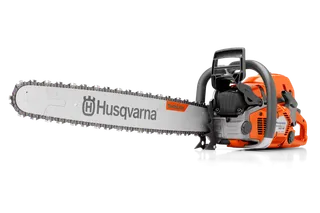Side view of a Husqvarna chainsaw with TechLite bar.