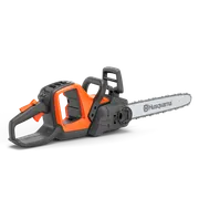 Side view of a Husqvarna battery chainsaw with visible bar and handle.