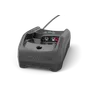 Front view of a Husqvarna battery charger with visible cable.
