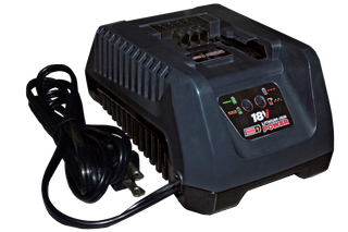 Front view of a lithium-ion battery charger with power cord.