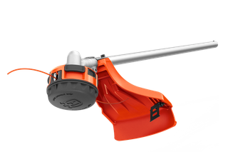 Vue latérale d’une tête de tondeuse Husqvarna avec protection protectrice.