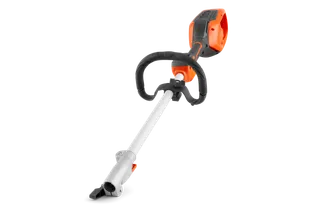 Side view of a Husqvarna battery-powered garden tool with ergonomic handle.