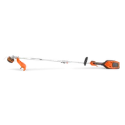 Side view of a Husqvarna battery-powered grass trimmer.
