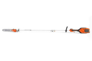 Side view of a Husqvarna pole saw with extended reach.