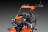 Rear view of a Husqvarna commercial front mower with cutting deck.
