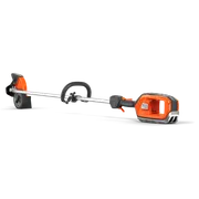 Side view of a Husqvarna battery-powered grass trimmer.