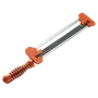 Front view of a chainsaw sharpening tool with ergonomic handle.