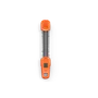 Vista superior de uma ferramenta com uma forma retangular e extremidades laranja, possivelmente uma guia de afiação.