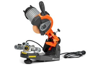 Reguleeritavate seadistustega Husqvarna kettsae teritaja külgvaade.