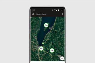 A smartphone displaying a map with location markers near Jönköping and Gränna.