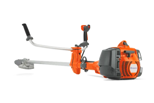 Вигляд збоку - кущоріза Husqvarna з ергономічною ручкою та лезом.