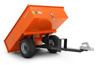 Husqvarna pašizgāzēju ratiņu sānu skats ar sakabes stiprinājumu.