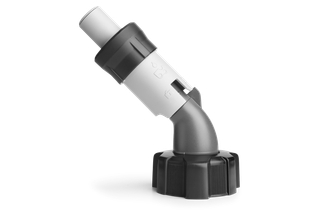 Seitenansicht eines Gardena Schlauchanschlusses mit einstellbarer Durchflussregulierung.