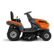 Zijaanzicht van een Husqvarna zitmaaier met zijn ontwerp en functies.