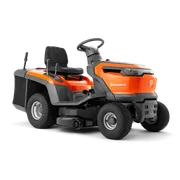 Nähtava rooli ja istmega Husqvarna pealistuva muruniiduki külgvaade.
