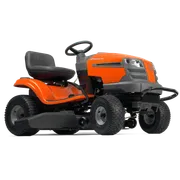 Vista lateral de un tractor cortacésped Husqvarna que muestra su robusto diseño.