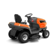 Widok z tyłu kosiarki samojezdnej Husqvarna z widocznym siedzeniem i kierownicą.