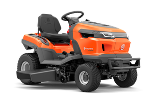 Side view of a Husqvarna ride-on mower.