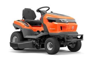 Side view of a Husqvarna ride-on mower.