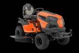 Front view of a Husqvarna ride-on mower with an archived overlay.