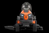 Front view of a Husqvarna ride-on mower with a cutting deck.