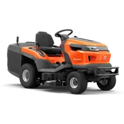 Side view of a Husqvarna ride-on mower with cutting deck.