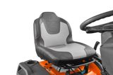 Front view of a Husqvarna ride-on mower seat.