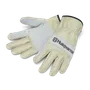 Paire de gants de travail Husqvarna avec paumes renforcées, disposés dans un studio.