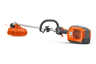 Vue latérale d’un coupe-bordures à batterie Husqvarna.