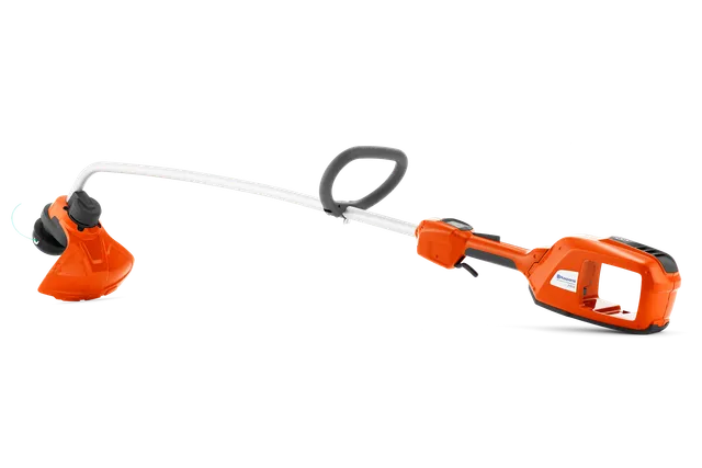 Vue latérale d’un coupe-bordures à batterie Husqvarna.