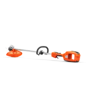 Side view of a Husqvarna battery-powered grass trimmer.