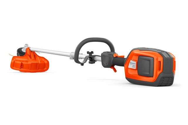 Vue latérale d’un coupe-bordures à batterie Husqvarna.