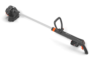 A battery-powered trimmer with ergonomic handle, labeled as draft.