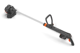 A battery-powered trimmer with ergonomic handle, labeled as draft.