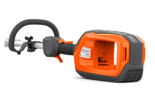 En Husqvarna-produkt från sidan visar handtaget och batterifacket.