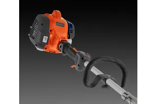 Side view of a Husqvarna 330LK trimmer head with ergonomic handle.