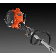 Side view of a Husqvarna 330LK trimmer head with ergonomic handle.