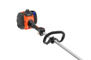 Side view of a Husqvarna 122LX trimmer showcasing the engine and handle.