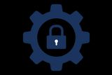 Icon depicting a padlock within a gear, symbolizing security settings.