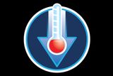 Icon depicting a thermometer with a downward arrow, symbolizing temperature decrease.