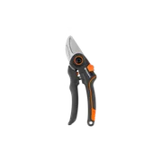 Framifrån på en Gardena grensax med ergonomiskt handtag.