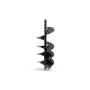 Front view of a large spiral drill bit used for construction or gardening.