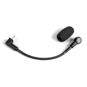 Side view of a microphone accessory with a foam cover.