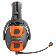 Vorderansicht des Husqvarna Gehörschutz-Headsets mit Mikrofon.