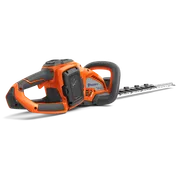 Side view of a Husqvarna hedge trimmer showcasing its ergonomic handle and blade.