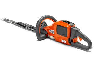 Vista lateral de un cortasetos Husqvarna con mango y cuchilla ergonómicos.