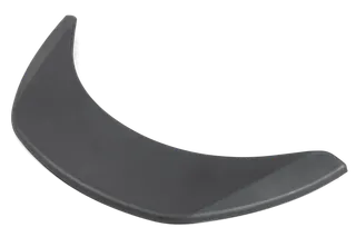 Top view of a curved, sleek, black accessory or component.