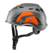 Side view of a Husqvarna safety helmet with adjustable straps and ventilation openings.