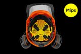 Vue de dessus d’un casque de sécurité doté de la technologie Mips, doté d’une protection d’oreilles et d’une visière.